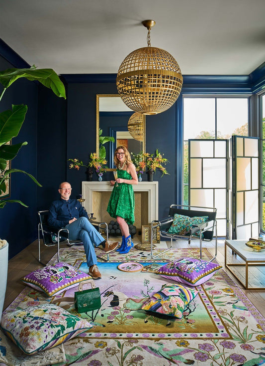 Wendy and Gregor Morrison with A Mughal Painting Hand-Knotted Rug