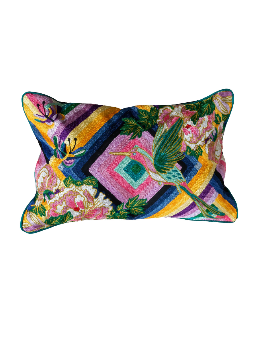 Joy Crewel Embroidery Wool & Viscose Cushion