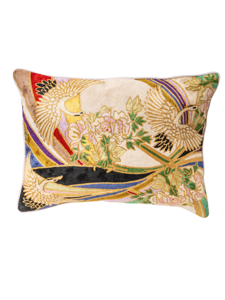 Arc en Ciel Crewel Embroidery Wool & Viscose Cushion