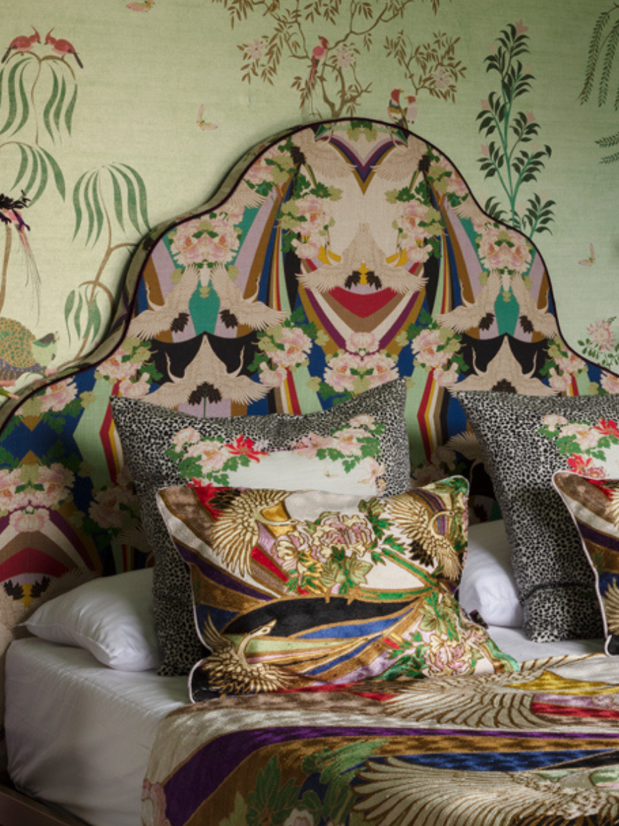 Arc en Ciel Crewel Embroidery Wool & Viscose Cushion