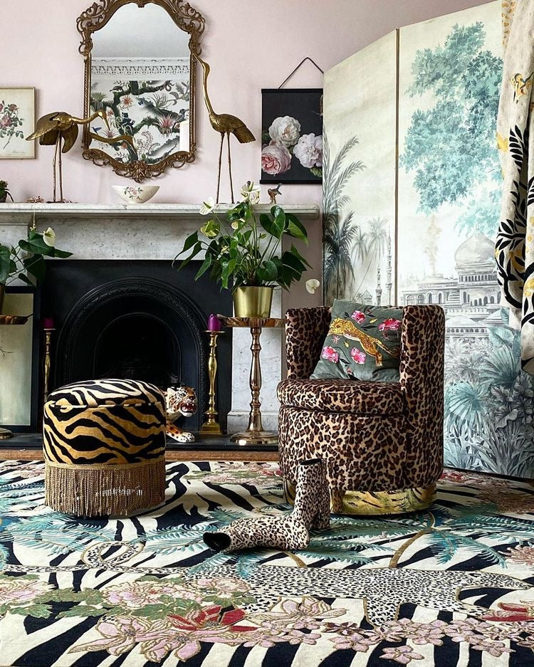 Zebra Leopard Palms - Hand Knotted Rug