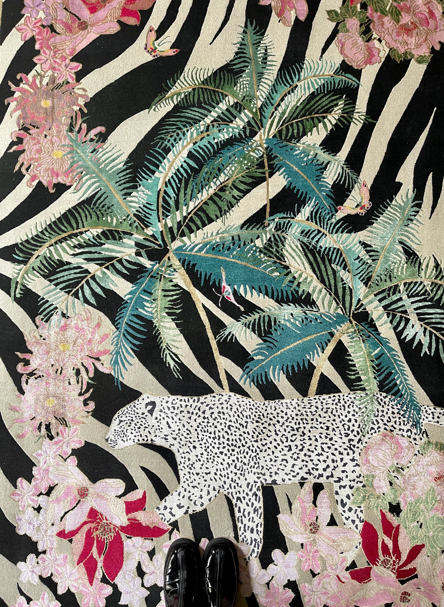 Zebra Leopard Palms - Hand Knotted Rug