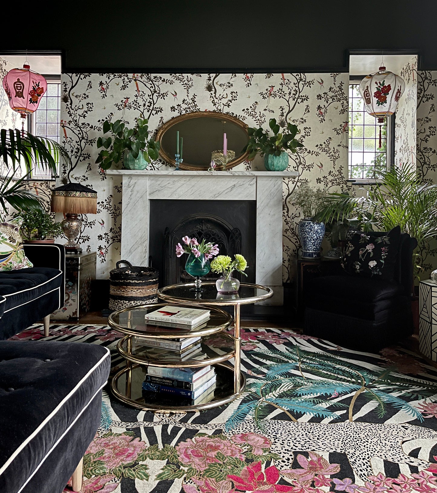 Zebra Leopard Palms - Hand Knotted Rug