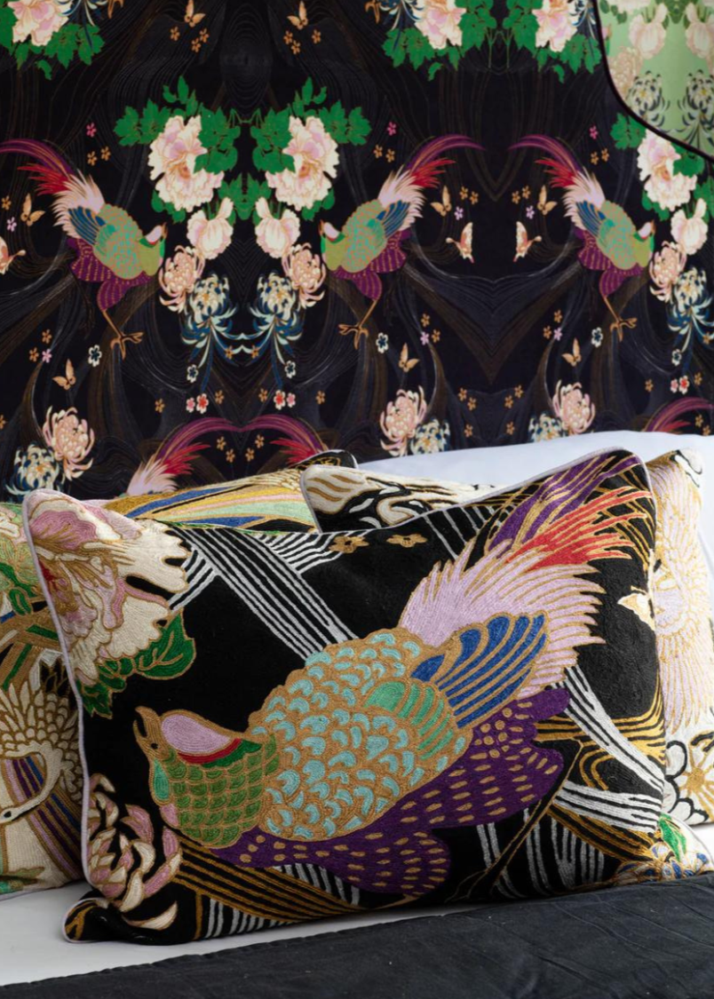 Phoenix Crewel Embroidery Wool & Viscose Cushion