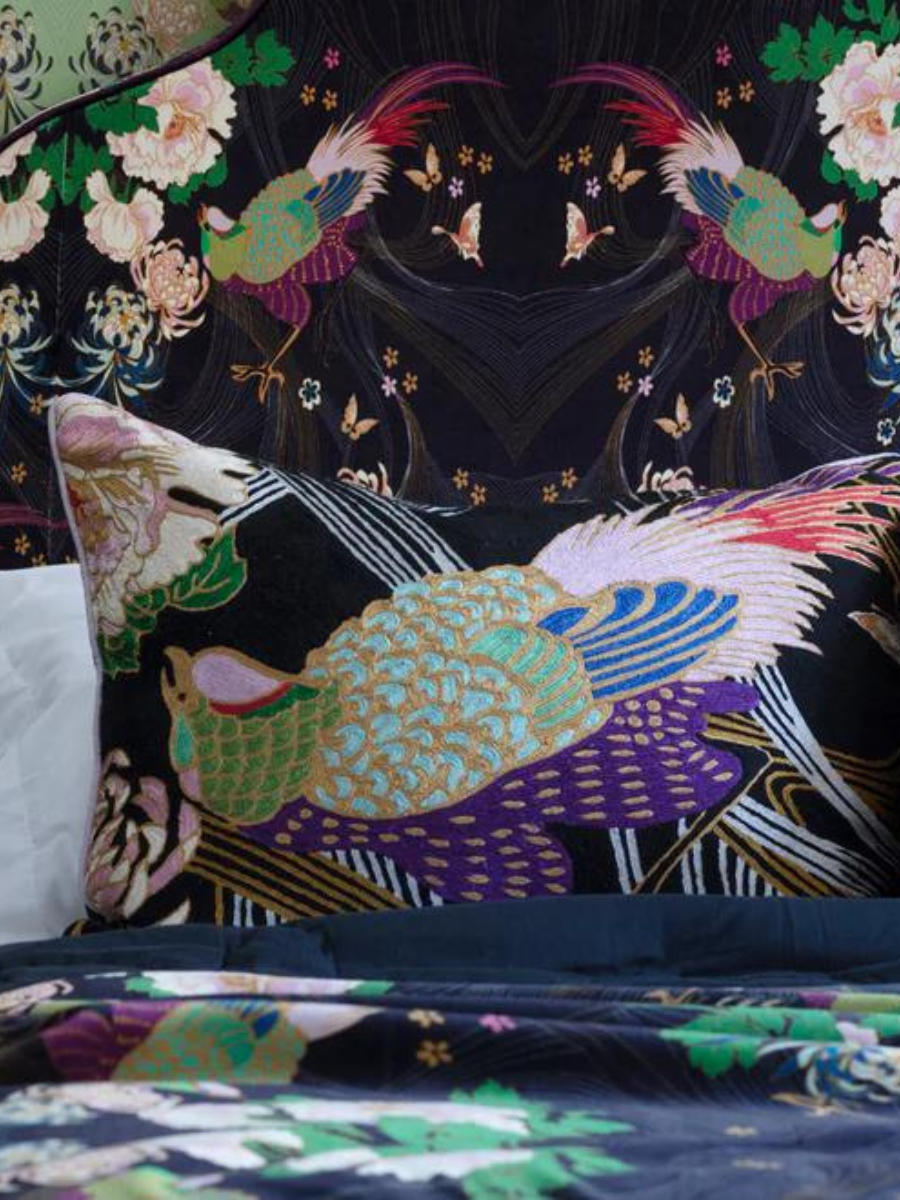 Phoenix Crewel Embroidery Wool & Viscose Cushion