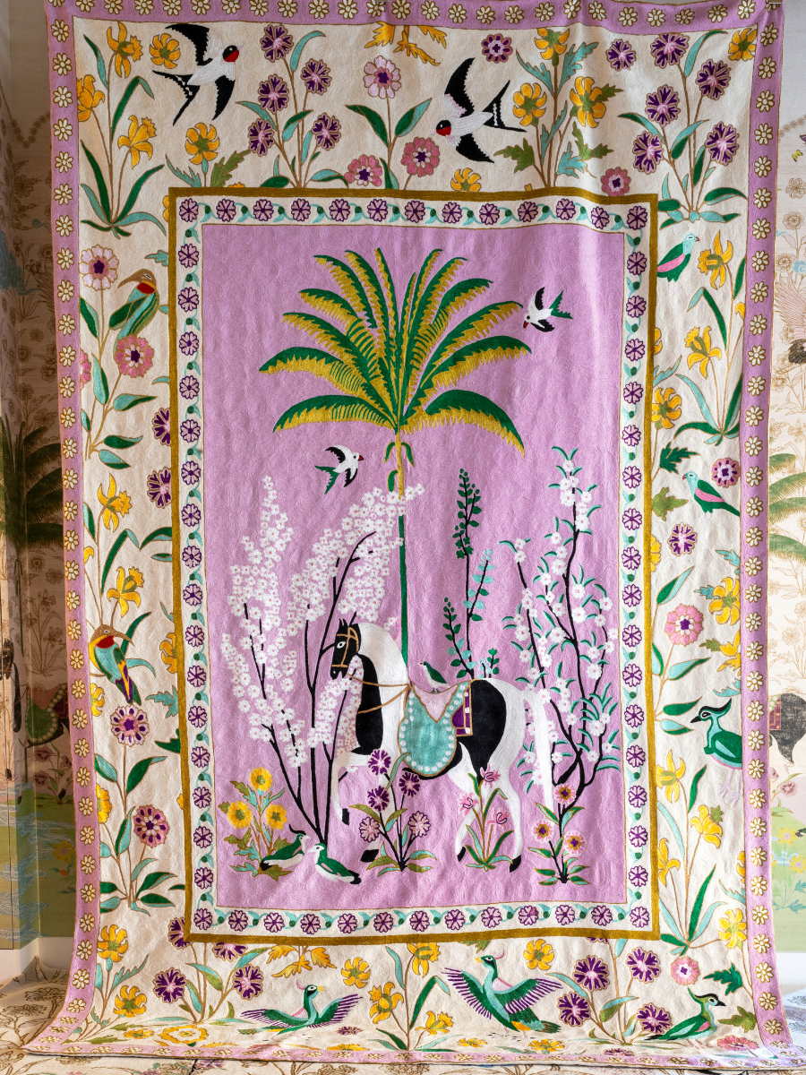 A Mughal Painting - Hand-Embroidered Wall-Hanging