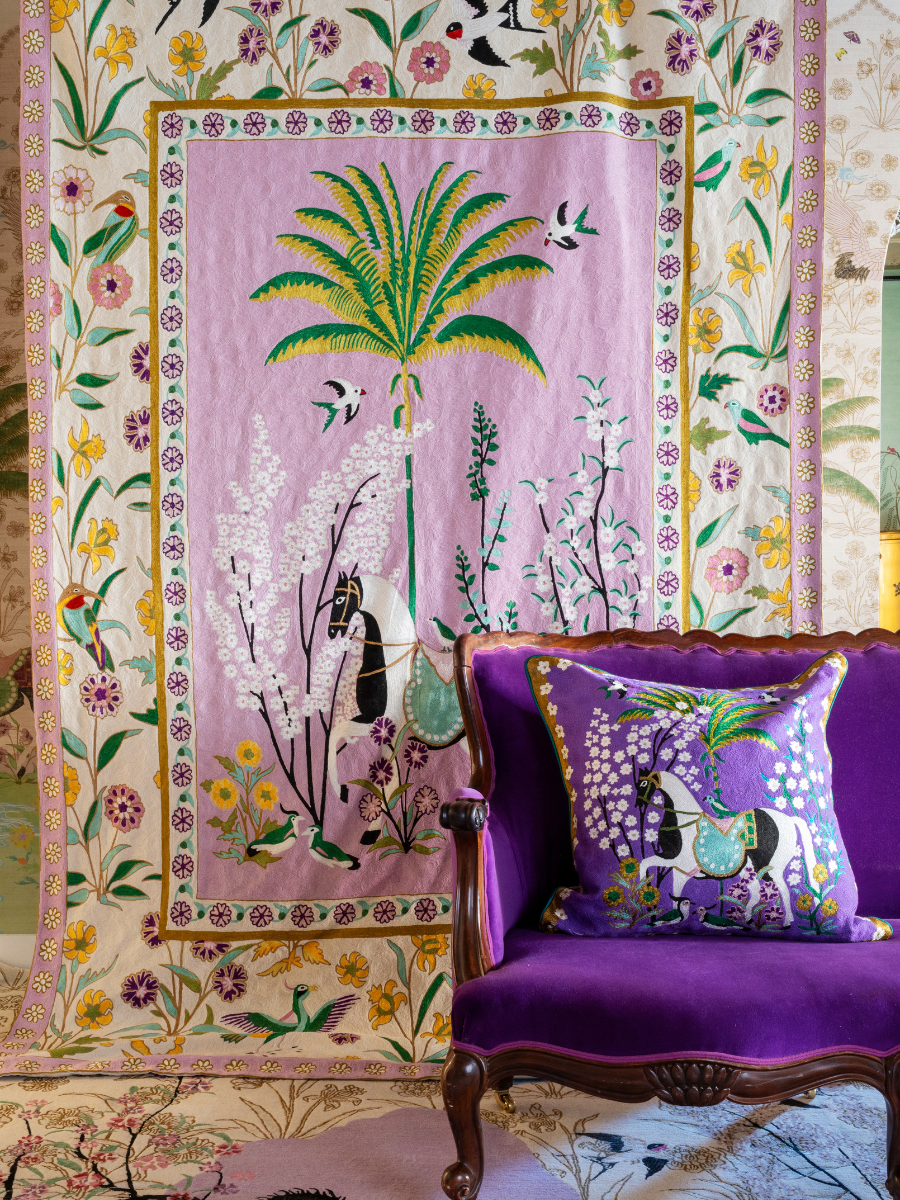 A Mughal Painting - Hand-Embroidered Wall-Hanging