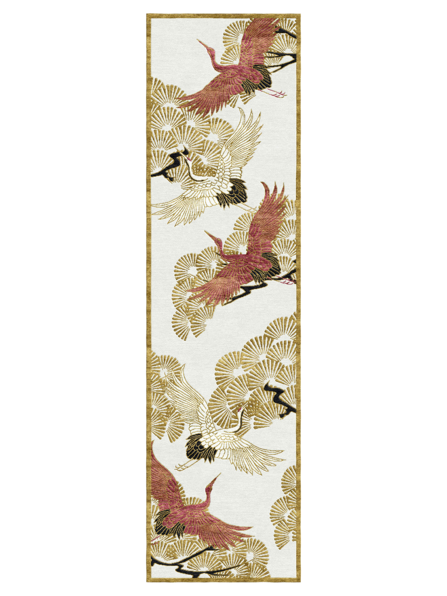 Cranes in Trees - Hand Tufted Runner - Sample