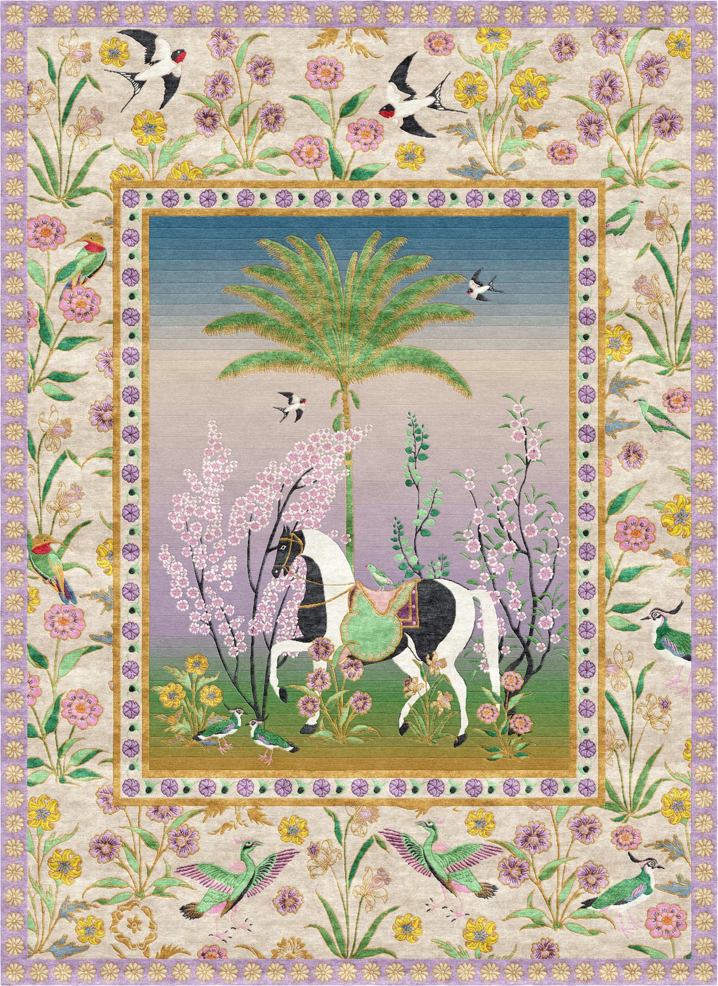 A Mughal Painting - Hand Knotted Rug - Sample