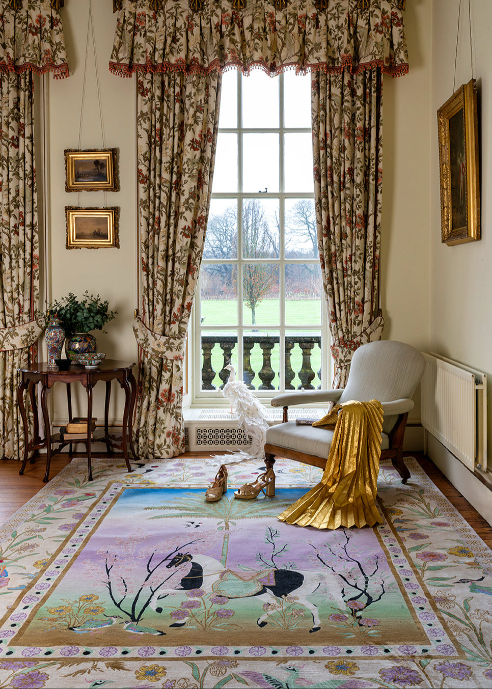 A Mughal Painting - Hand Knotted Rug