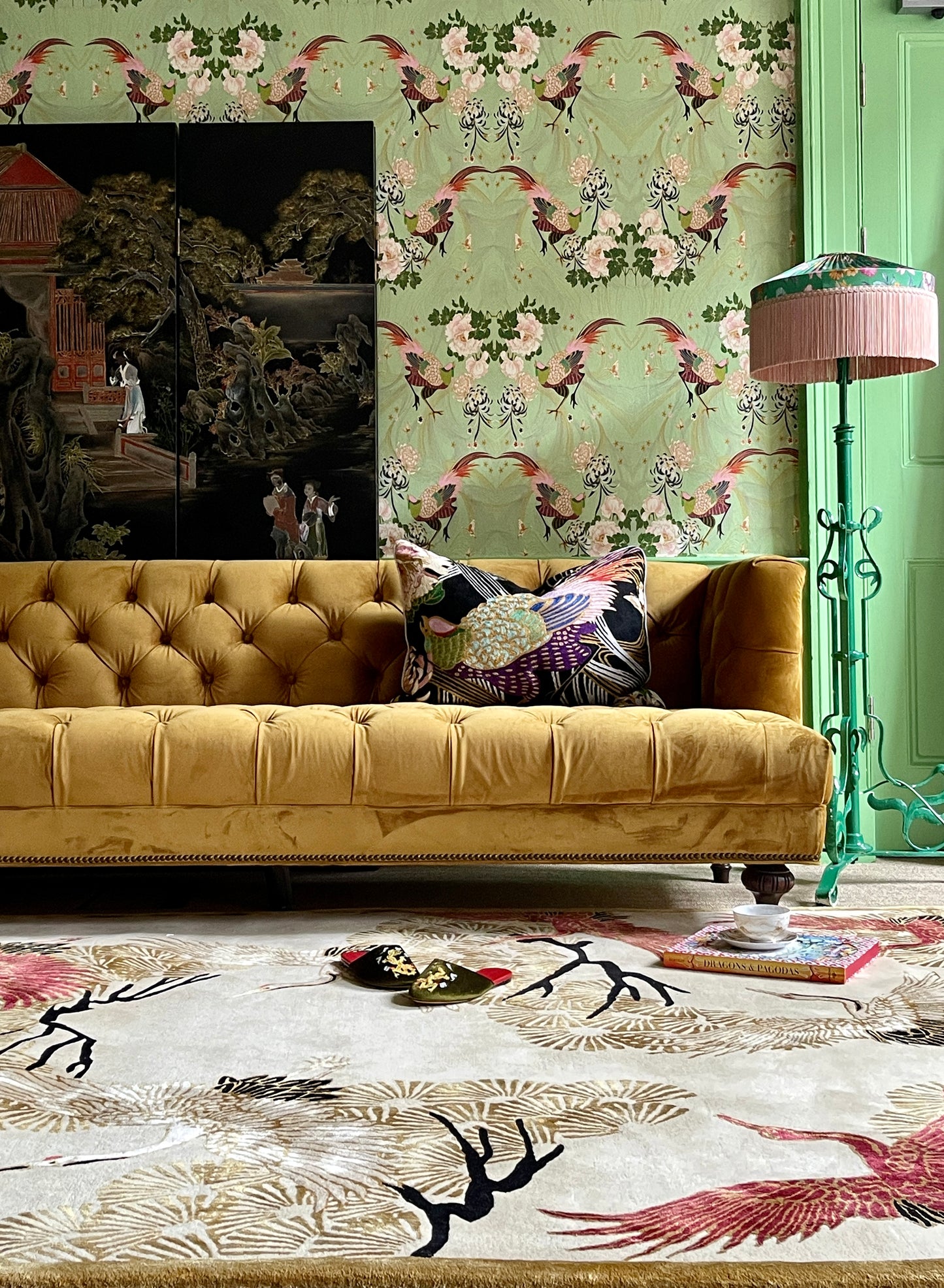 Cranes In Trees - Hand Tufted Rug