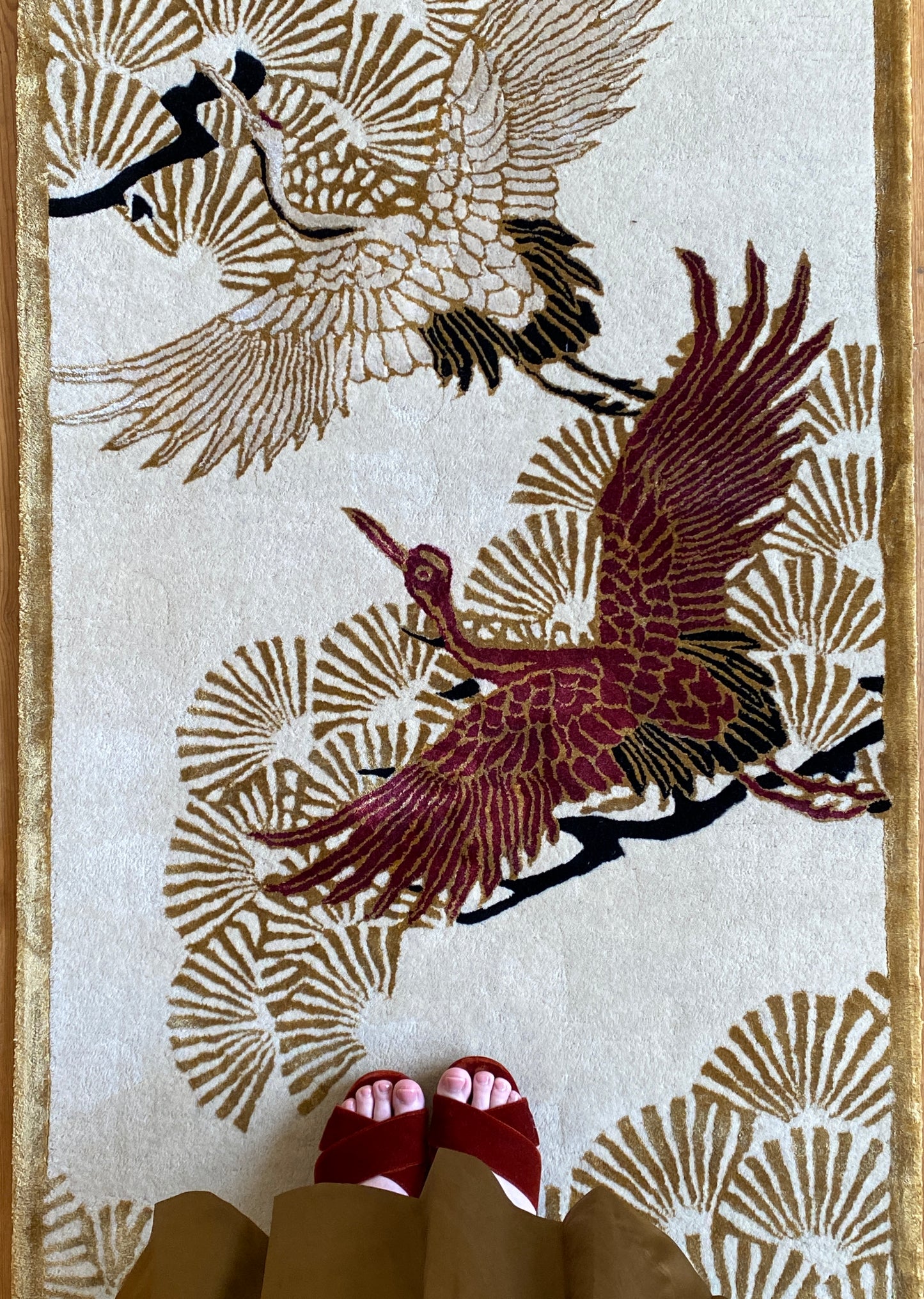 Cranes in Trees - Hand Tufted Runner - Sample