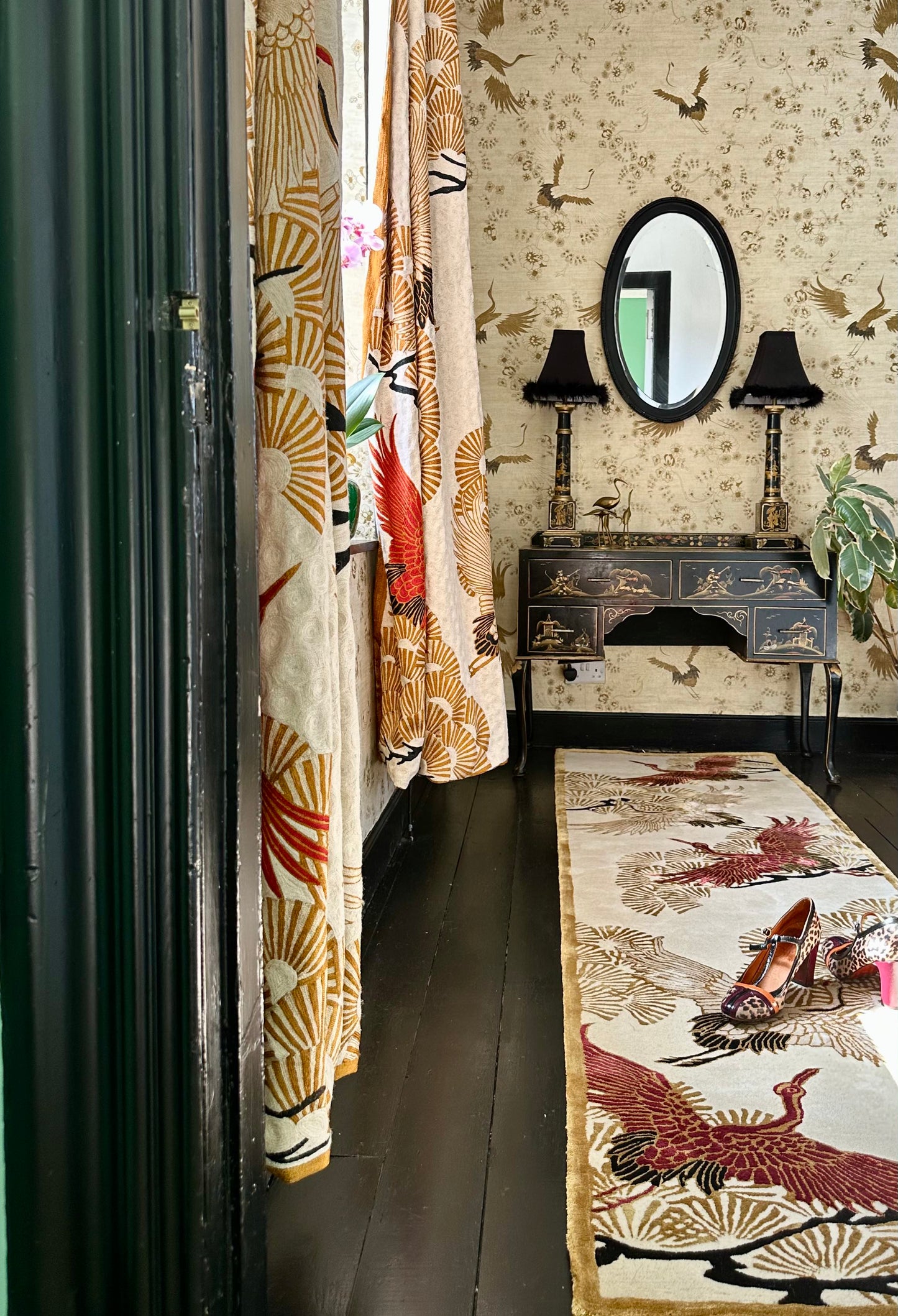 Cranes in Trees - Hand Tufted Runner - Sample