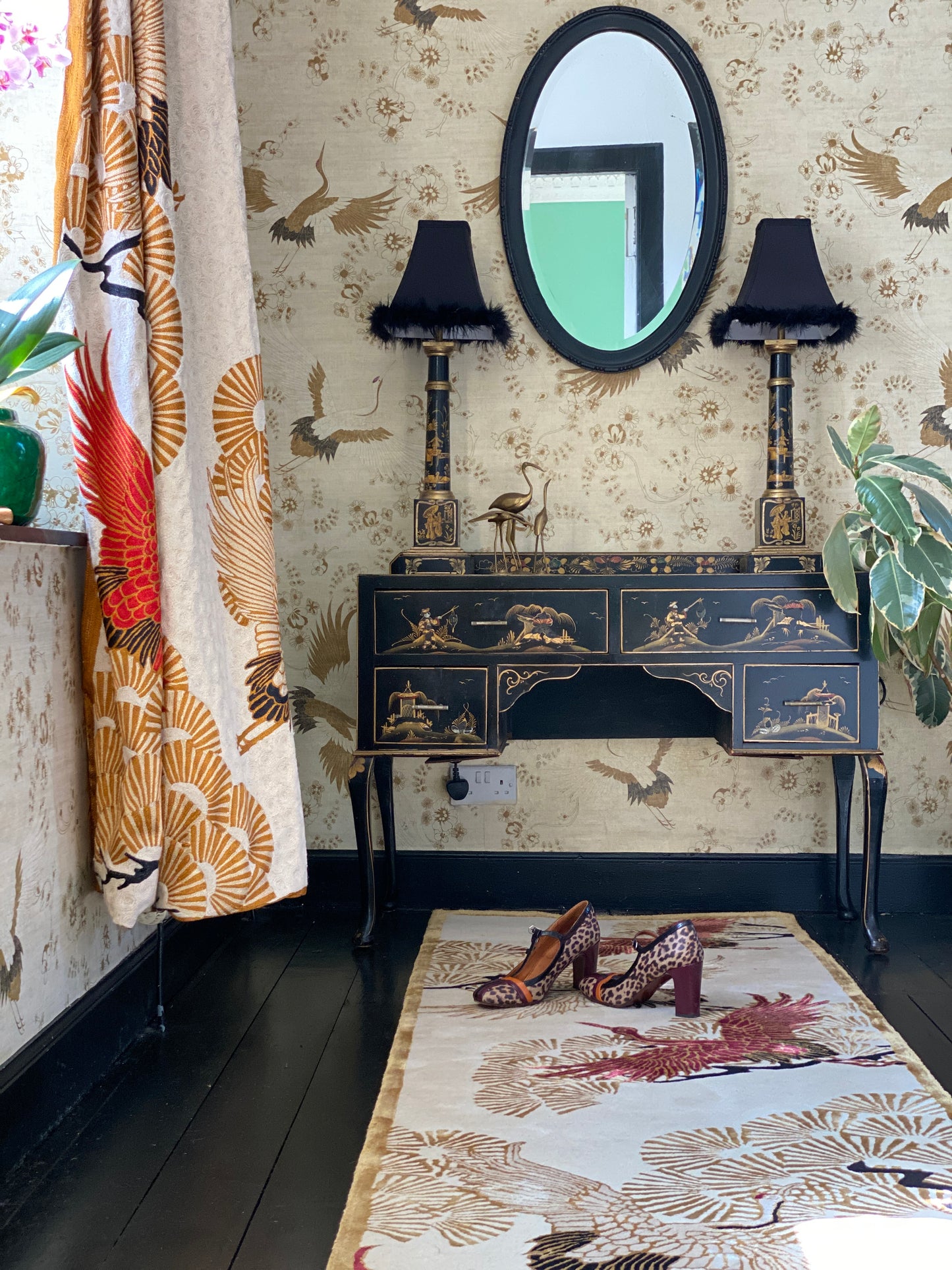 Cranes in Trees - Hand Tufted Runner