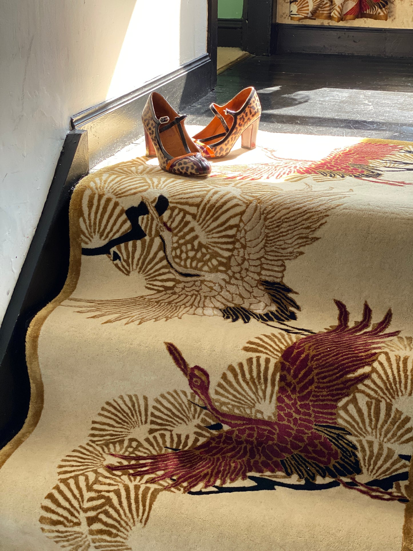 Cranes in Trees - Hand Tufted Runner - Sample