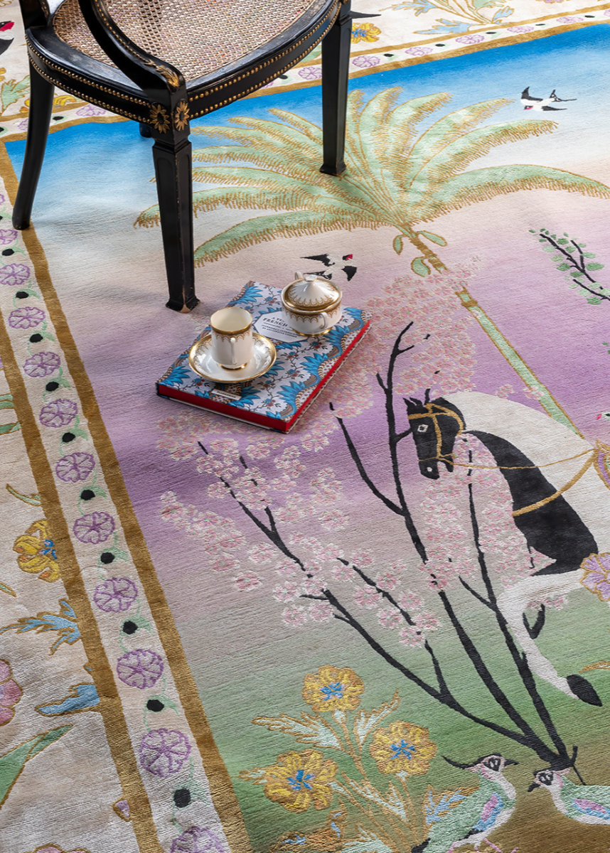 A Mughal Painting - Hand Knotted Rug - Sample