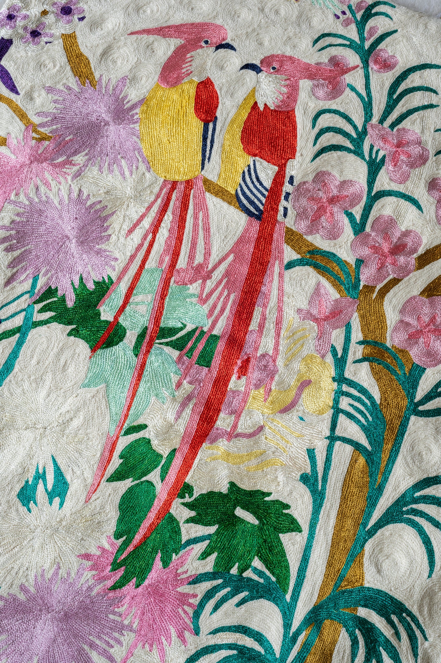 One Hundred Birds One Hundred Flowers - Hand-Embroidered Wall-Hanging
