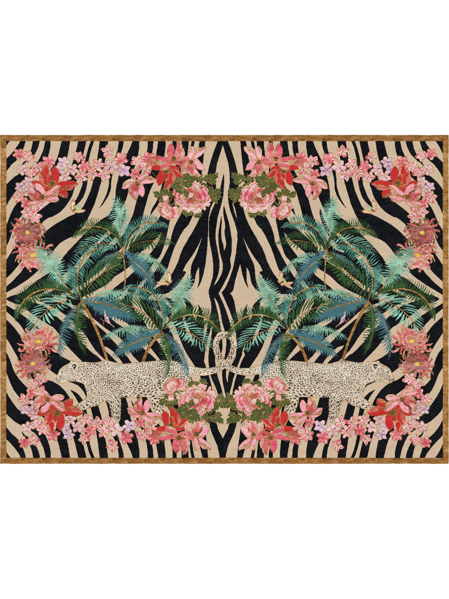 Zebra Leopard Palms - Hand Knotted Rug
