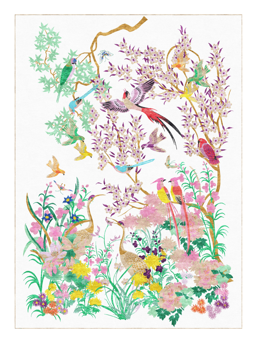 One Hundred Birds One Hundred Flowers - Hand Knotted Rug