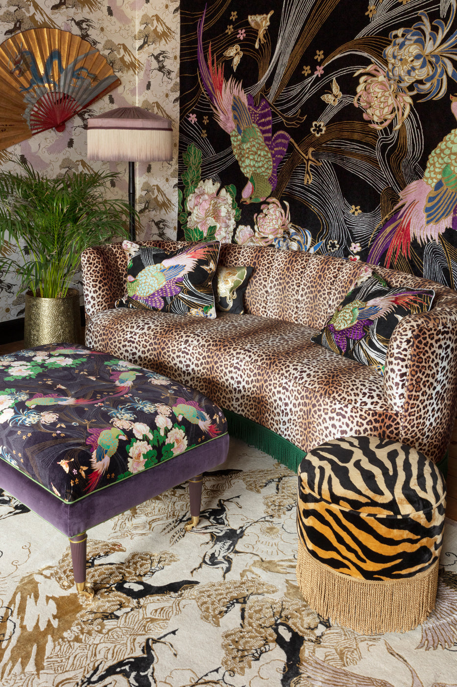 Phoenix Black Velvet Fabric