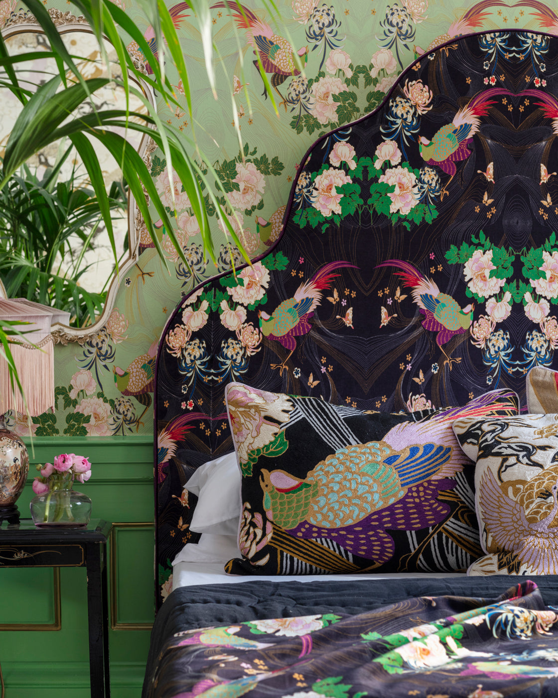 Phoenix Black Velvet Fabric