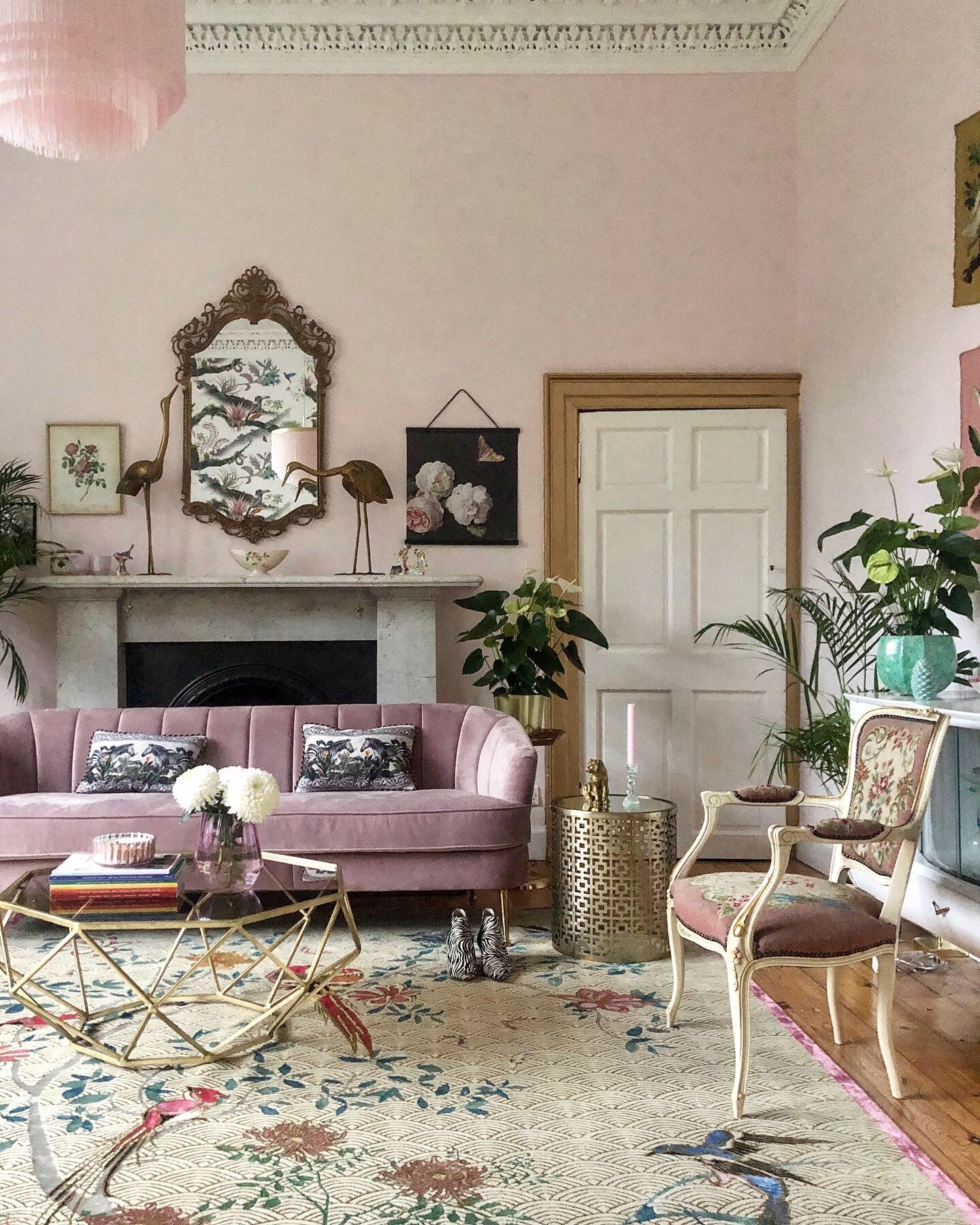 Floral Waves Pink - Hand Knotted Rug