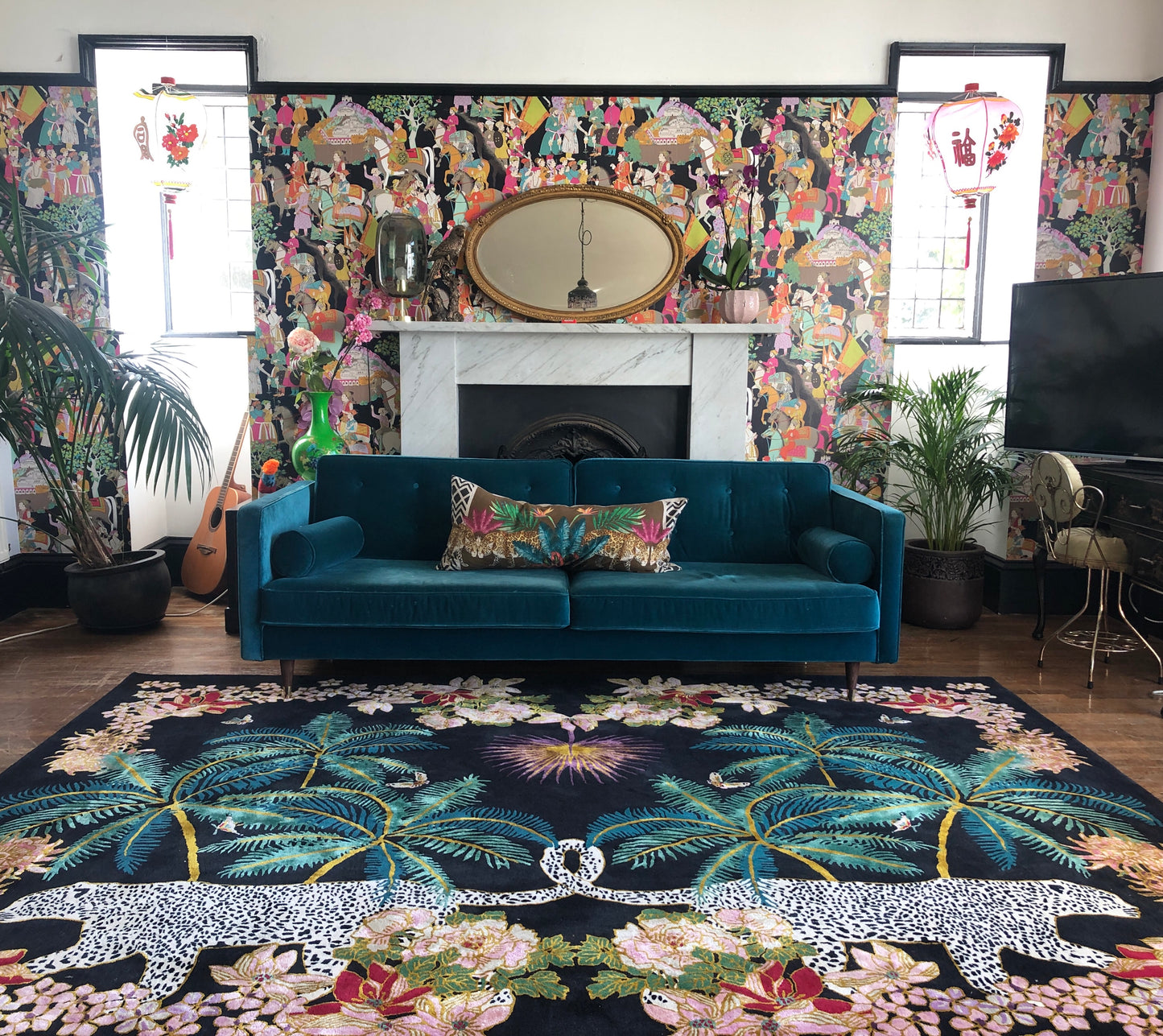 Leopard Palms Dark - Hand Tufted Rug