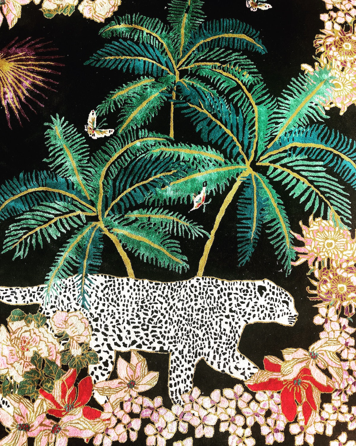 Leopard Palms Dark - Hand Tufted Rug - Sample