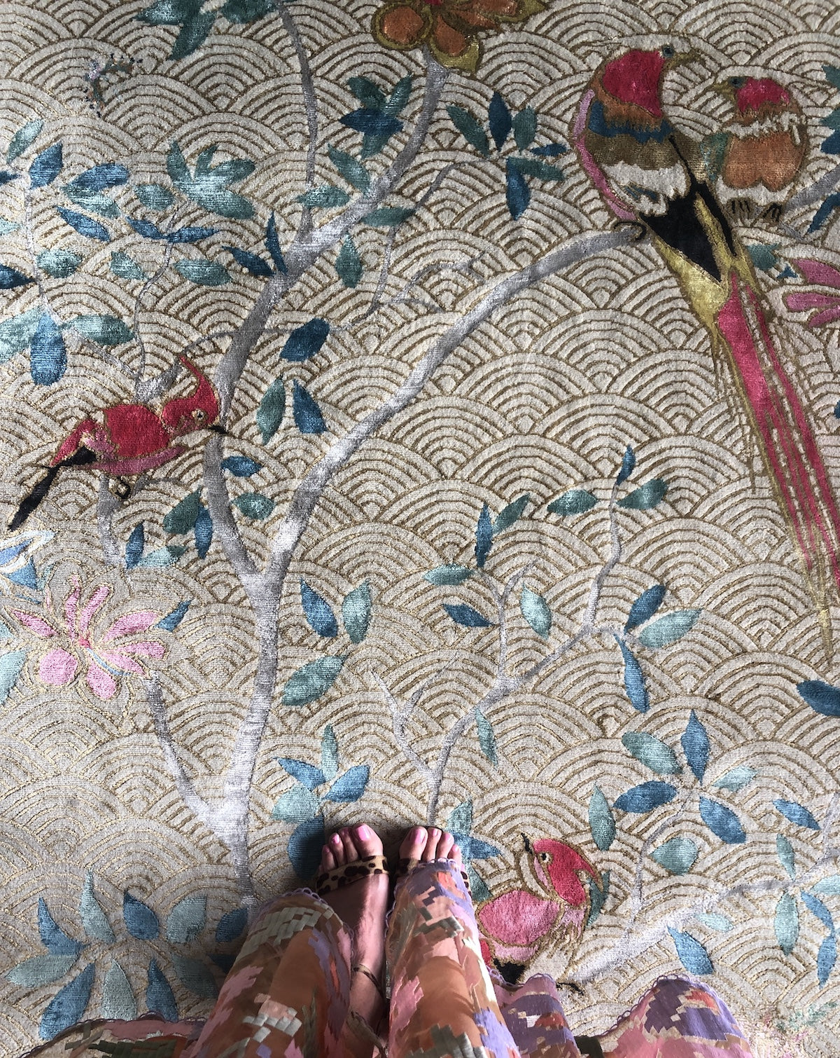 Floral Waves Pink - Hand Knotted Rug