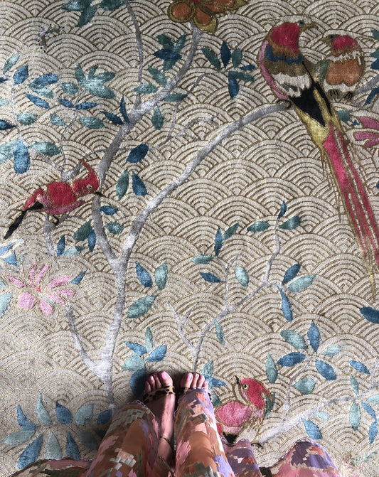Floral Waves Pink - Hand Knotted Rug