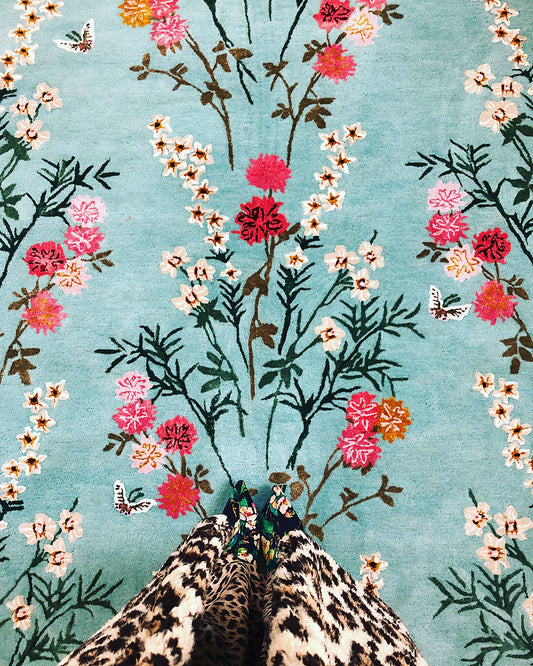 Flowers of Virtue Opal Blue - Hand Tufted Rug