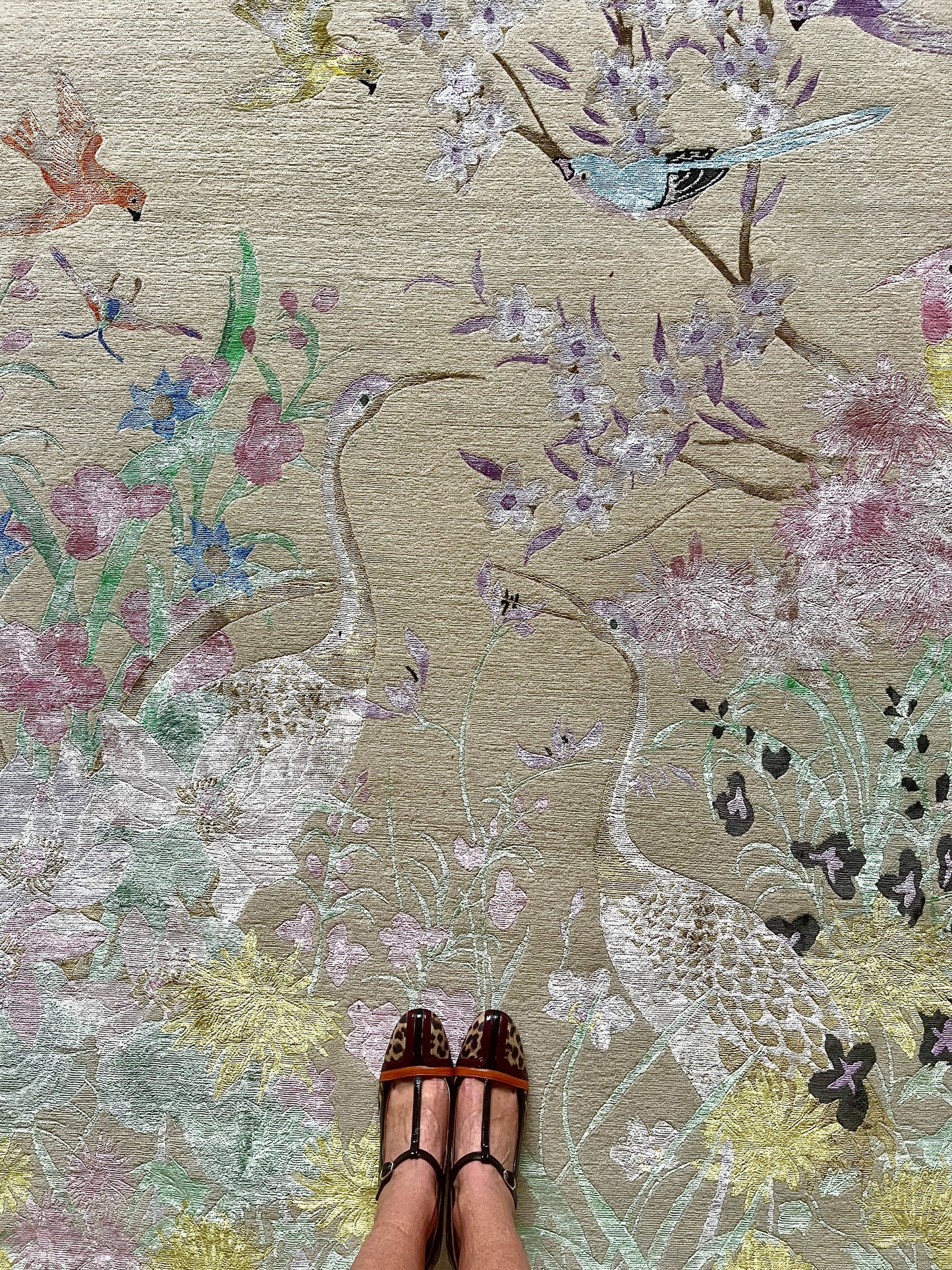One Hundred Birds One Hundred Flowers - Hand Knotted Rug - Sample
