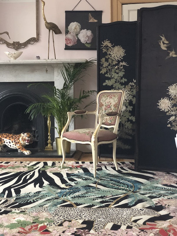Zebra Leopard Palms - Hand Knotted Rug - Sample