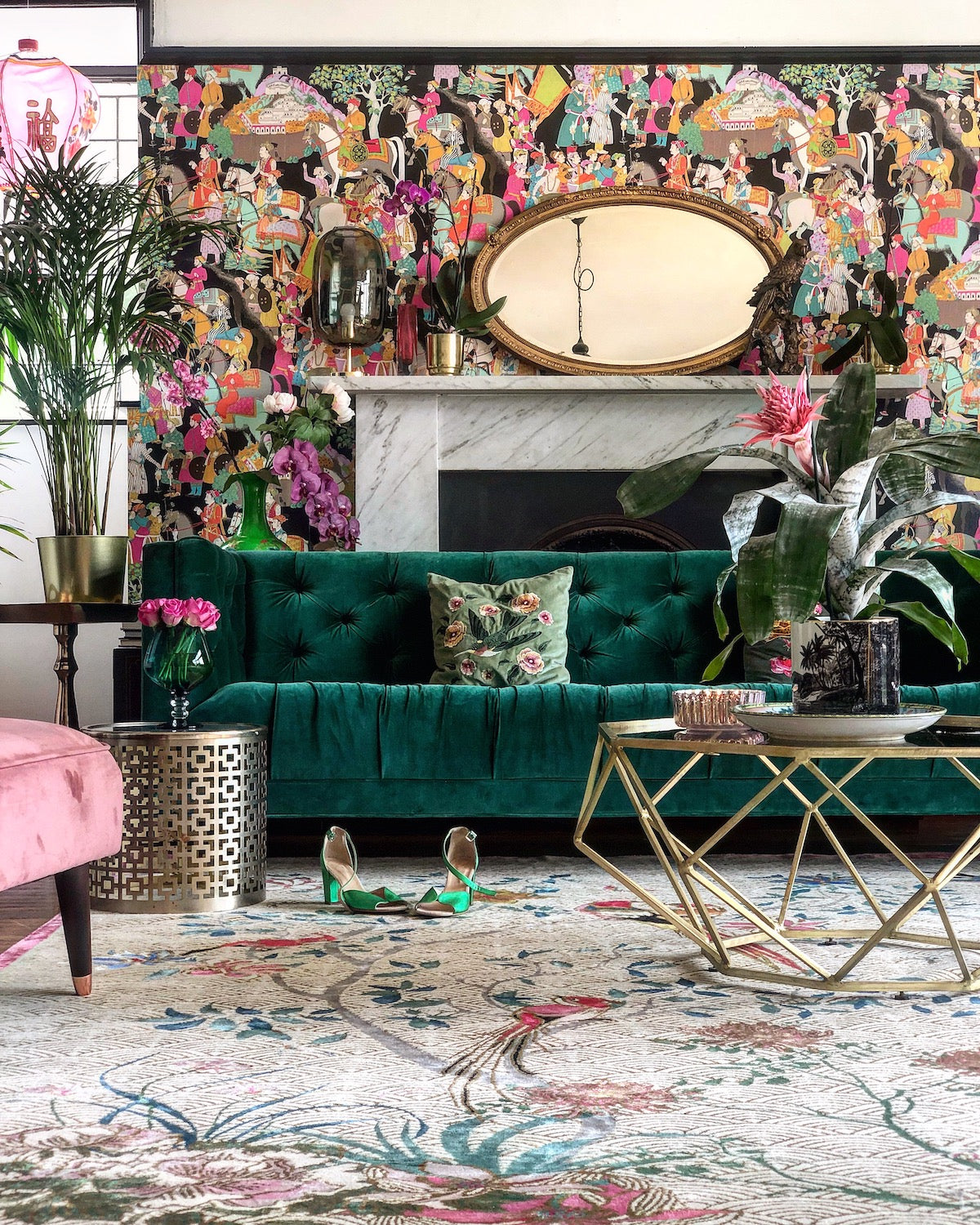 Floral Waves Pink - Hand Knotted Rug