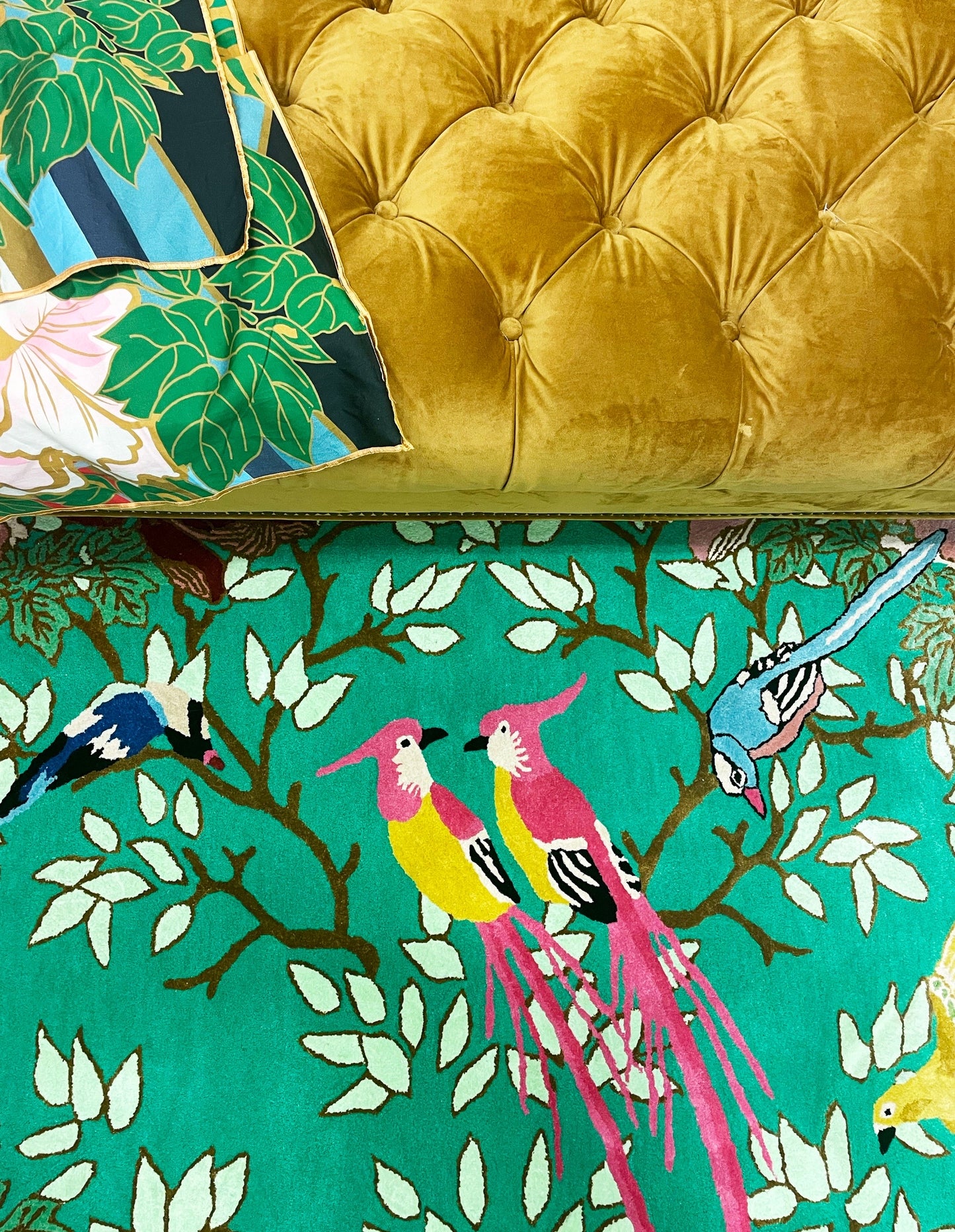 Love Birds Green - Hand Tufted Rug