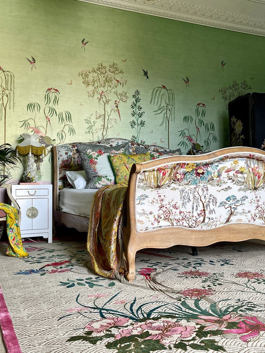 Floral Waves Pink - Hand Knotted Rug