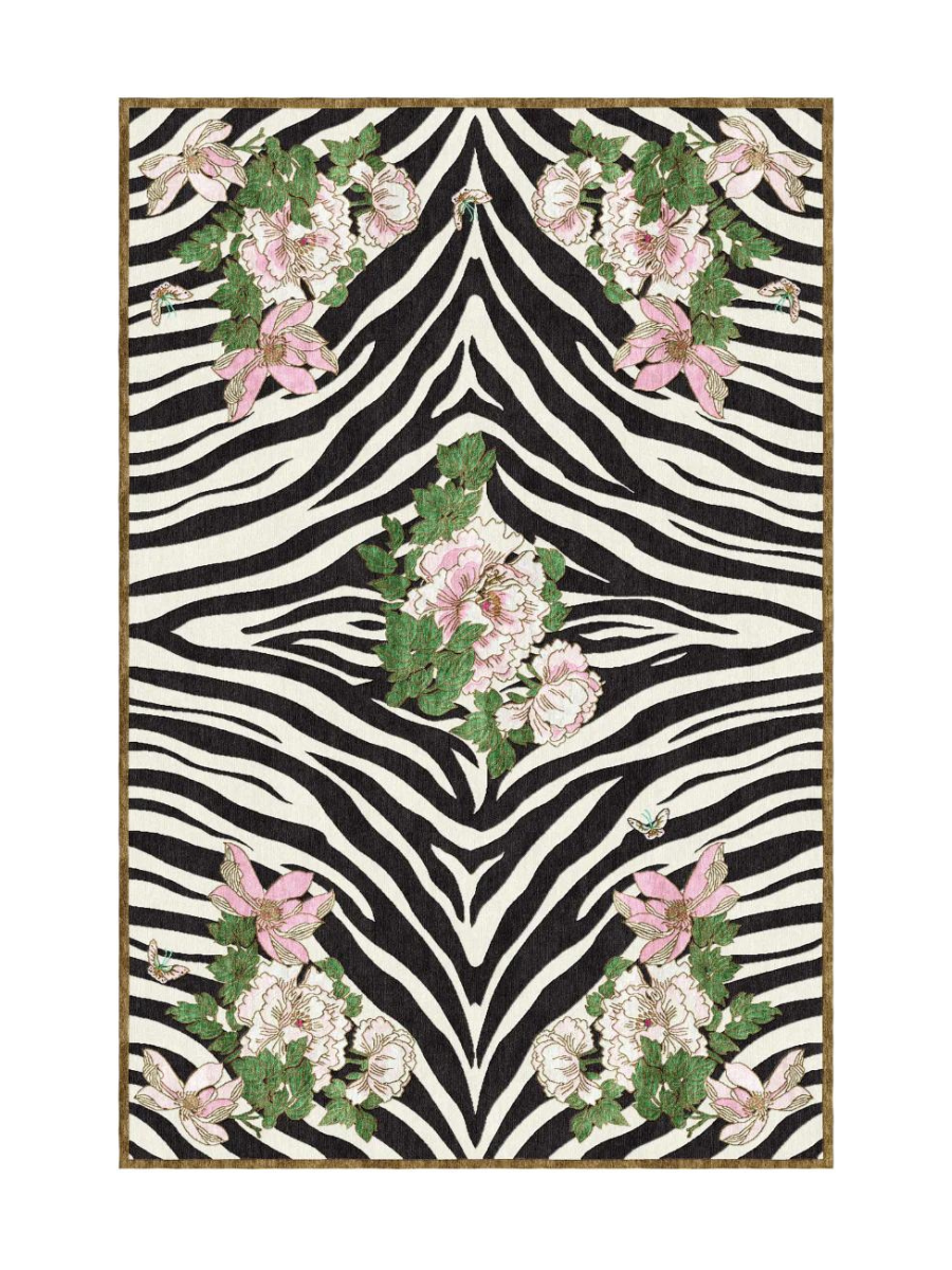 Zebra Florals - Hand Tufted Rug