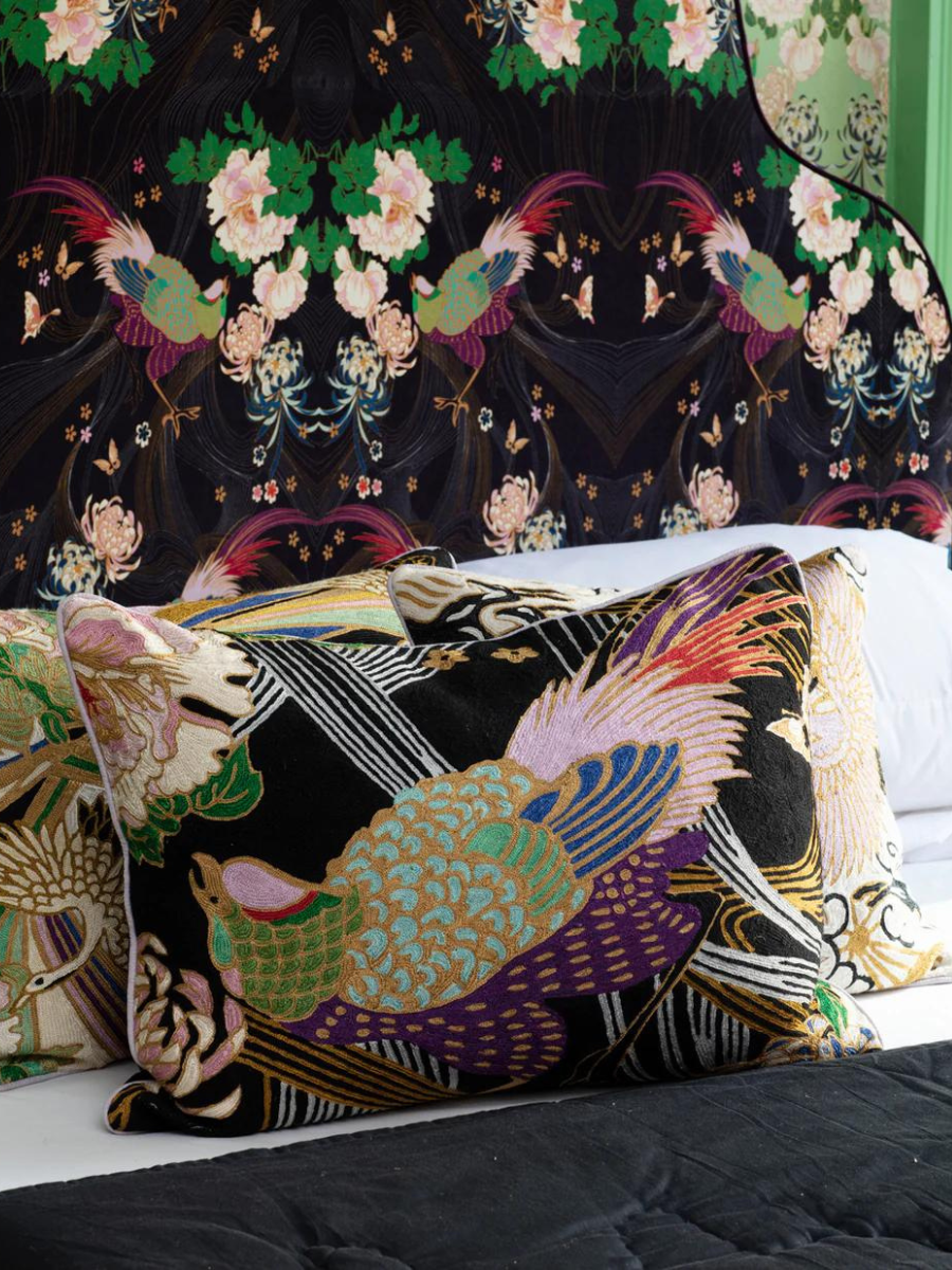 Phoenix Crewel Embroidery Wool & Viscose Cushion