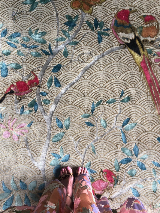 Floral Waves Pink - Hand Knotted Rug