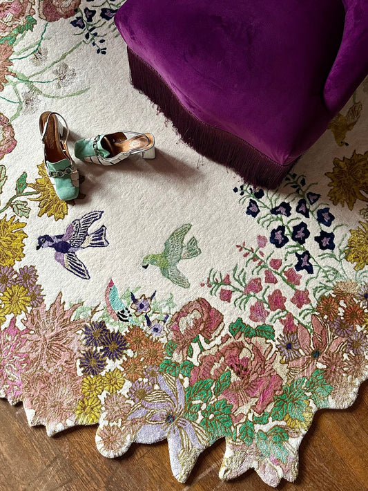 One Hundred Flowers Circular - Hand Tufted Rug