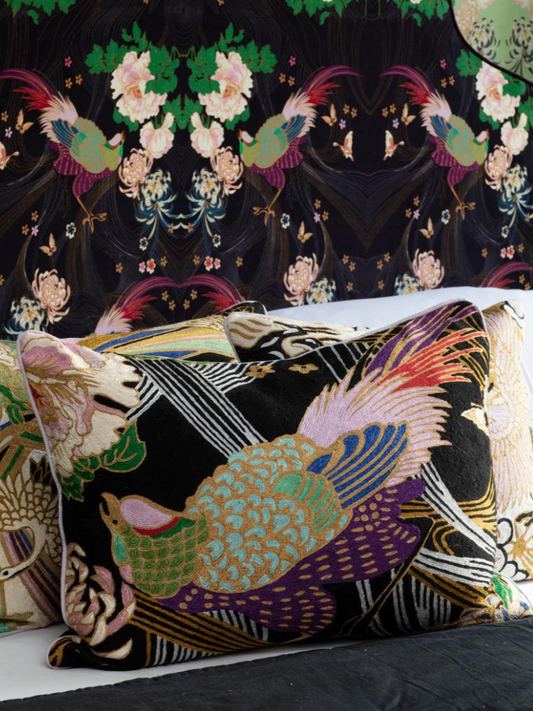 Phoenix Crewel Embroidery Wool & Viscose Cushion