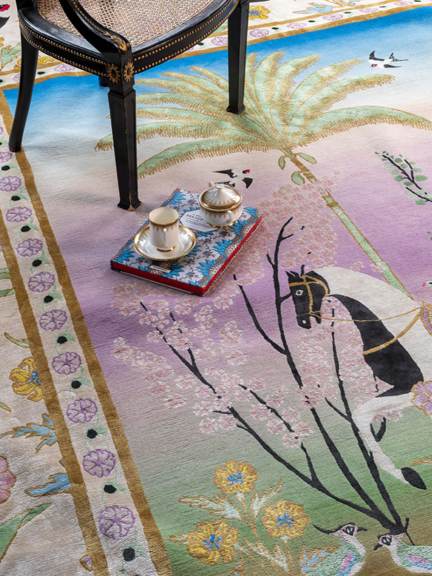 A Mughal Painting - Hand Knotted Rug