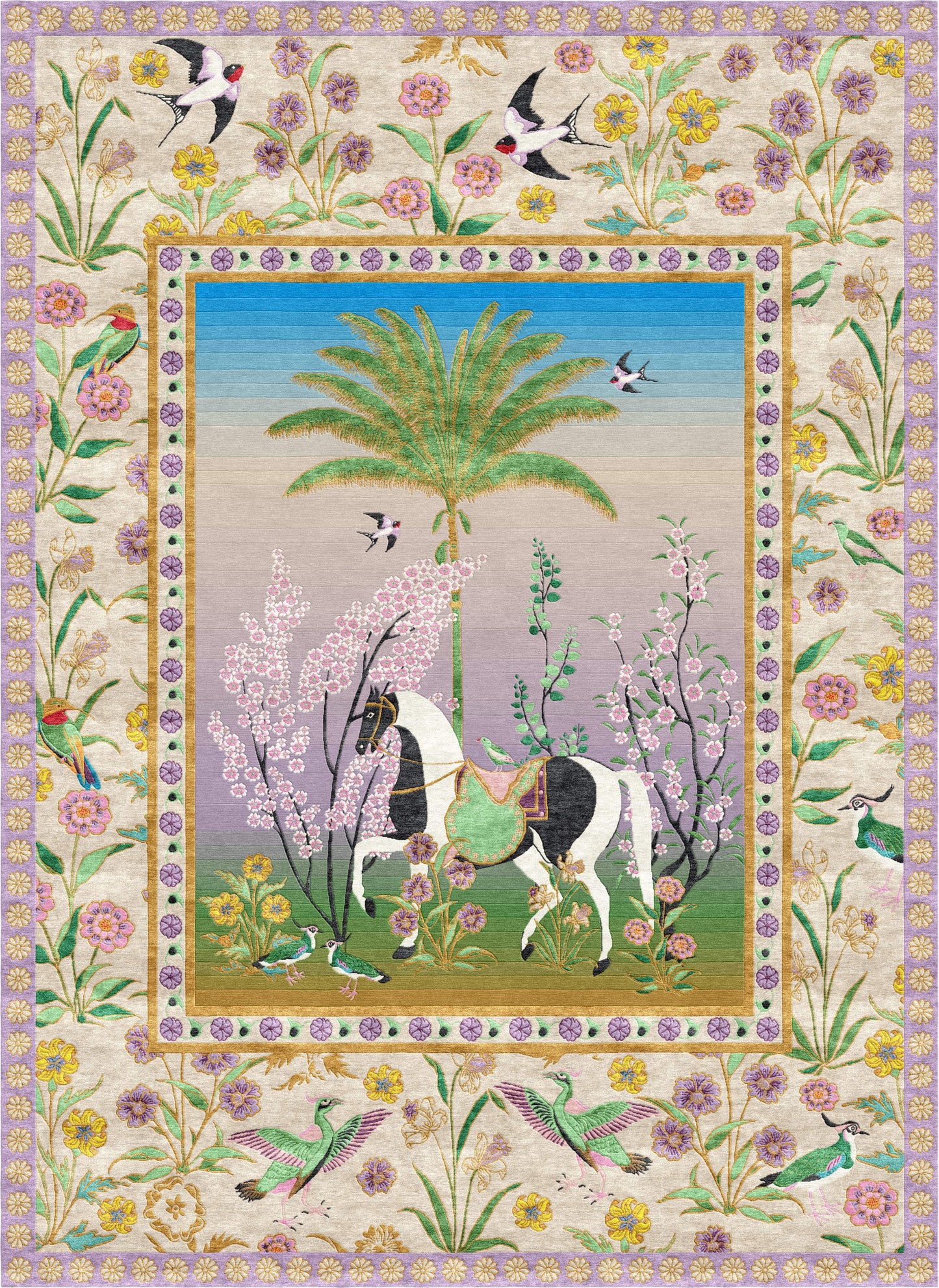 A Mughal Painting - Hand Knotted Rug - Sample
