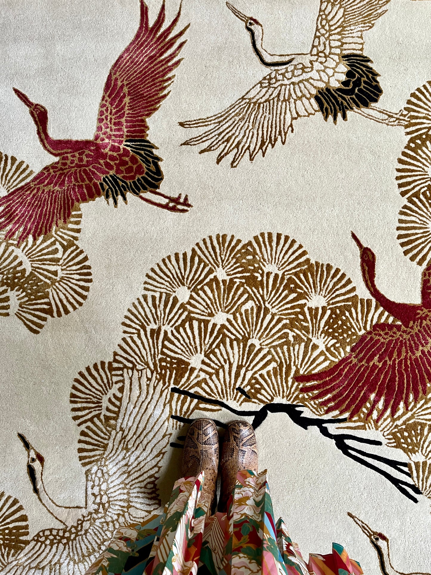 Cranes In Trees - Hand Tufted Rug