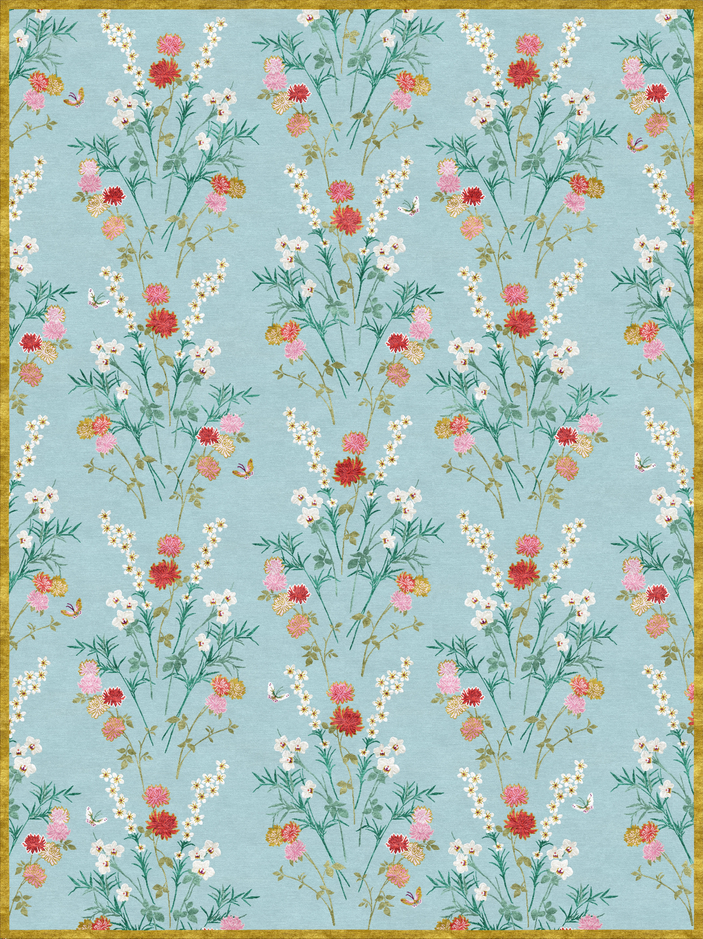 Flowers of Virtue Opal Blue - Hand Tufted Rug