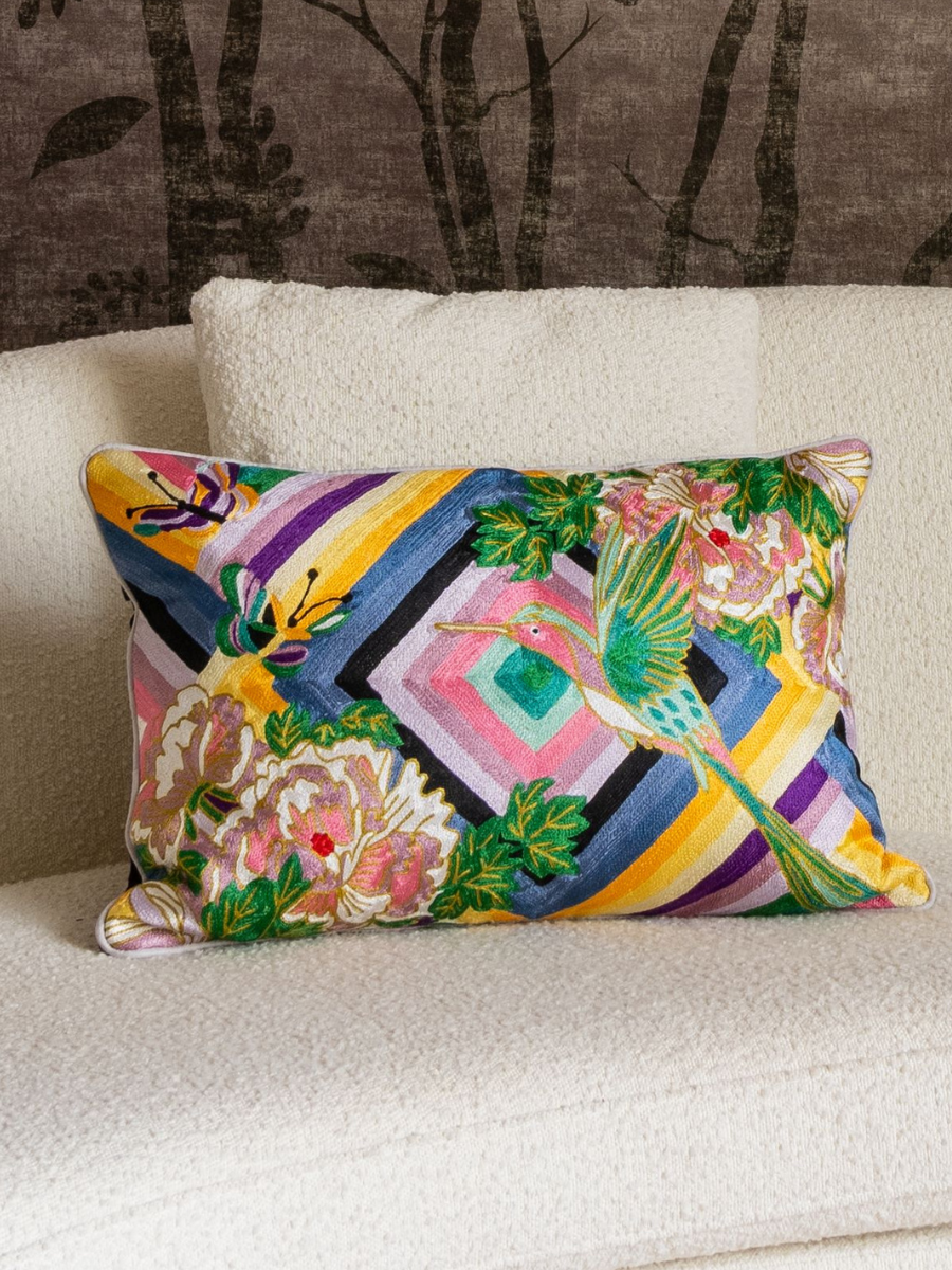 Joy Crewel Embroidery Wool & Viscose Cushion