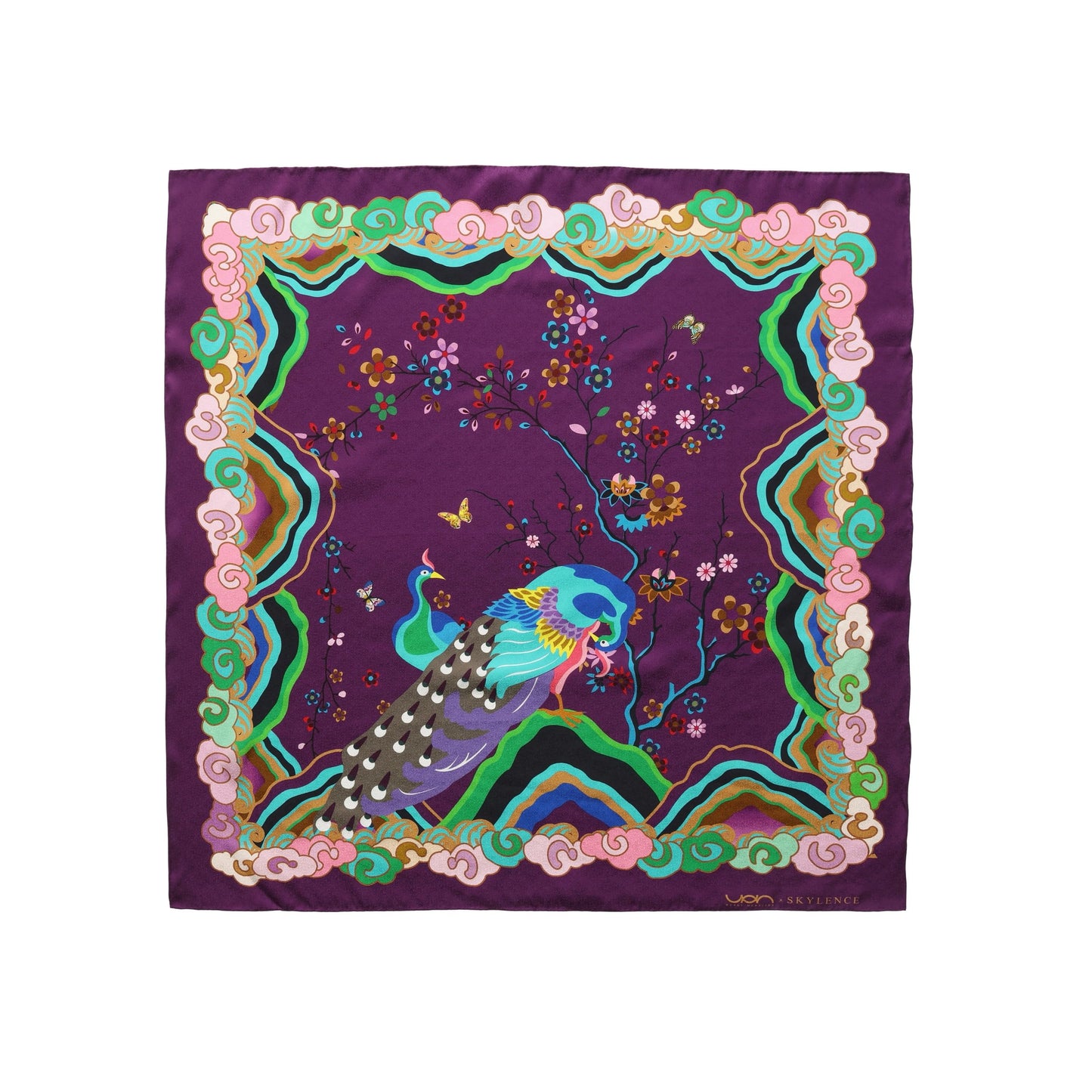 Kujaku Peacock Silk Jacquard Scarf