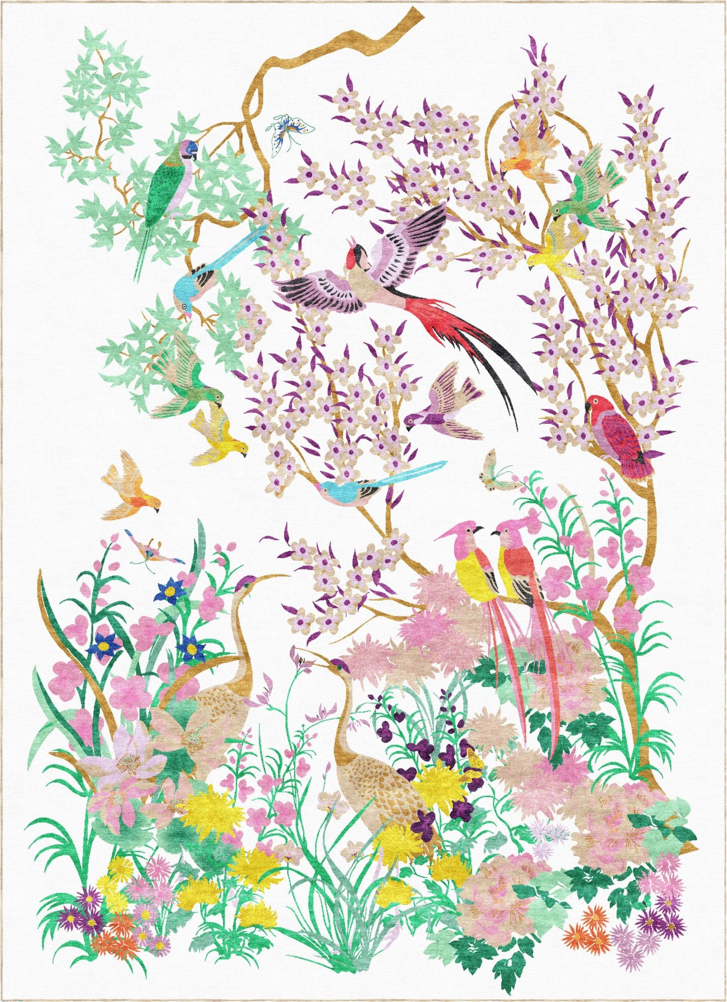 One Hundred Birds One Hundred Flowers - Hand Knotted Rug