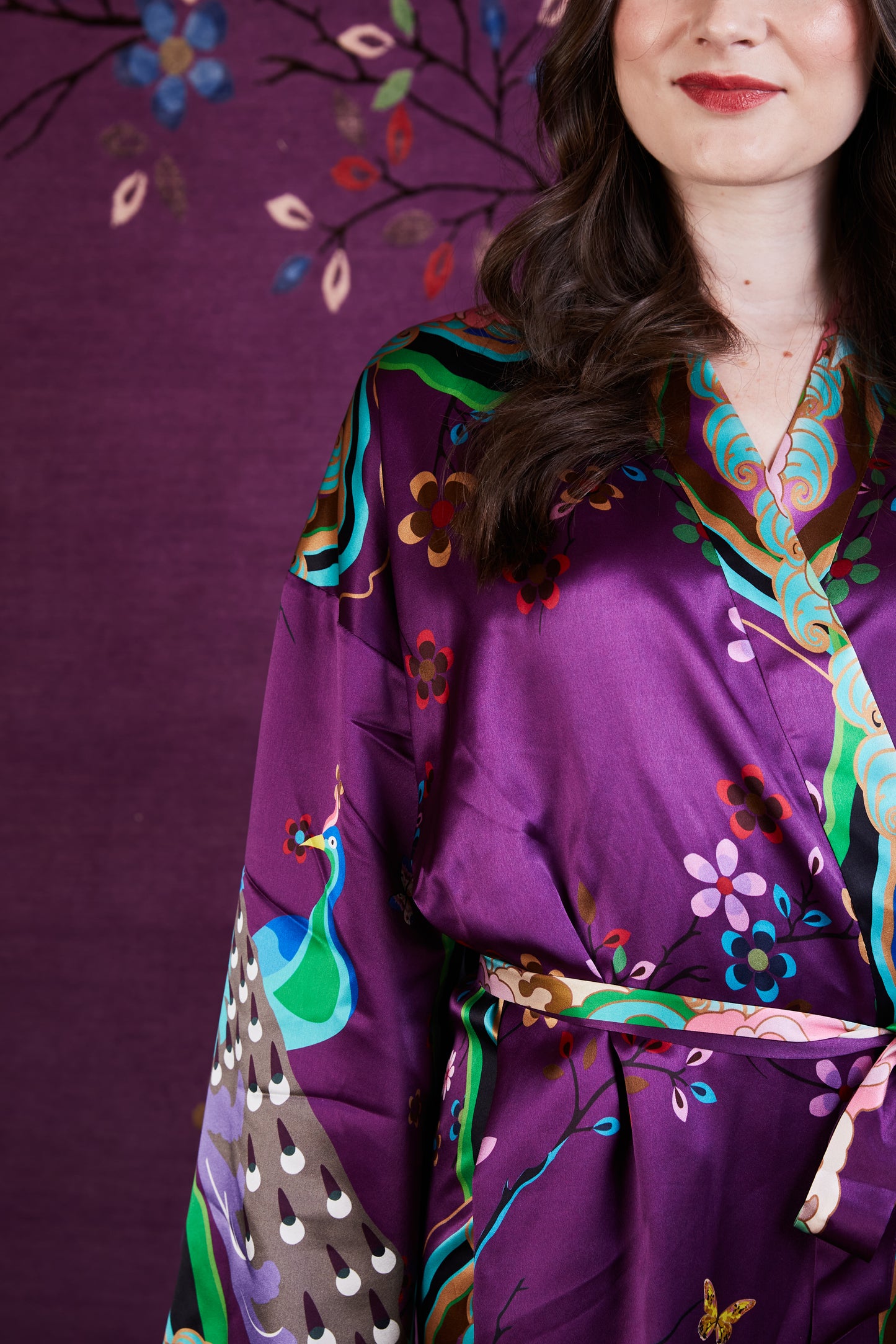 Kujaku Peacock Silk Kimono