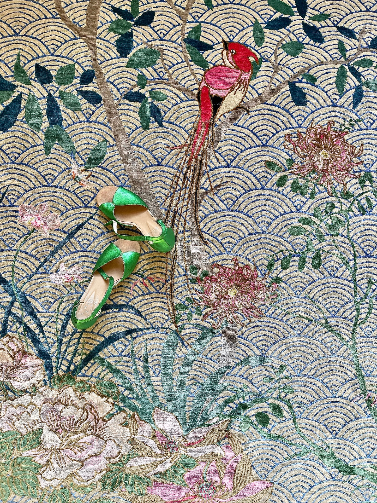 Floral Waves Blue - Hand Knotted Rug